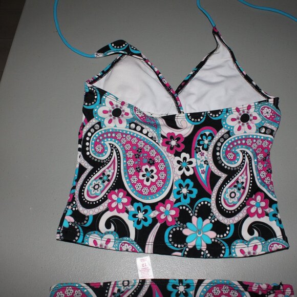 Multi Color 2 Pcs Justice Tankini Swimsuit Size 12 - Picture 6 of 11
